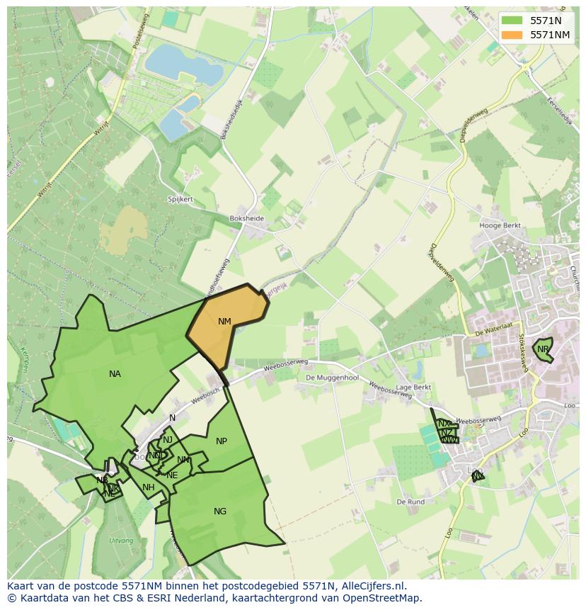 Afbeelding van het postcodegebied 5571 NM op de kaart.