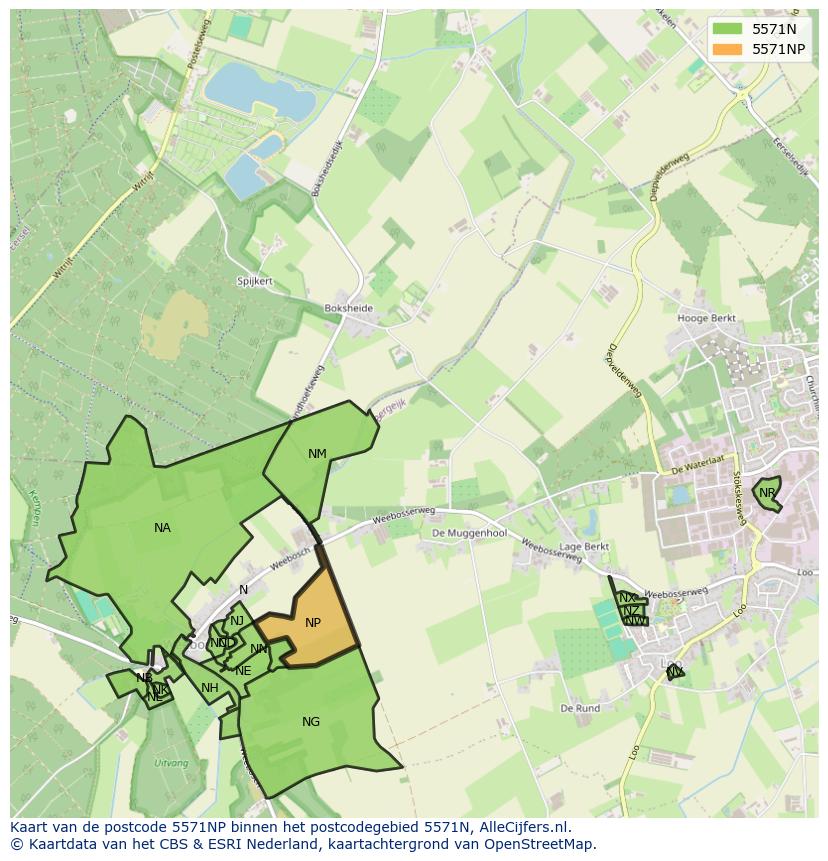 Afbeelding van het postcodegebied 5571 NP op de kaart.
