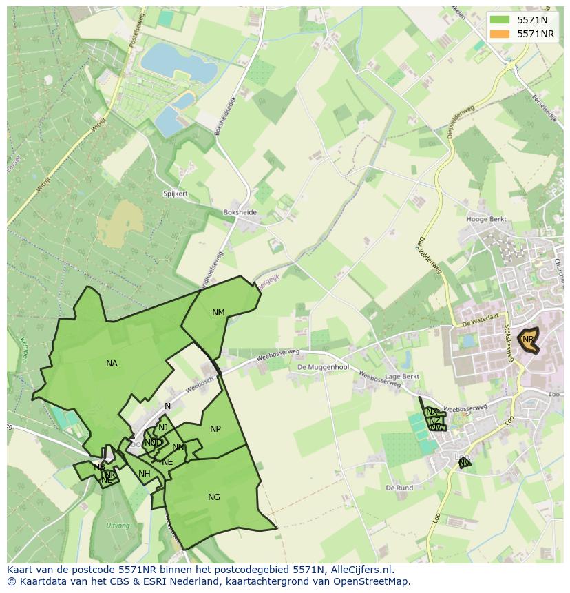 Afbeelding van het postcodegebied 5571 NR op de kaart.