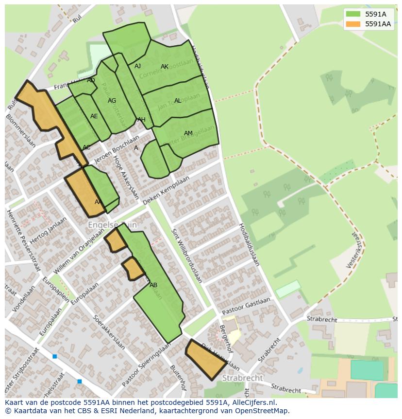 Afbeelding van het postcodegebied 5591 AA op de kaart.