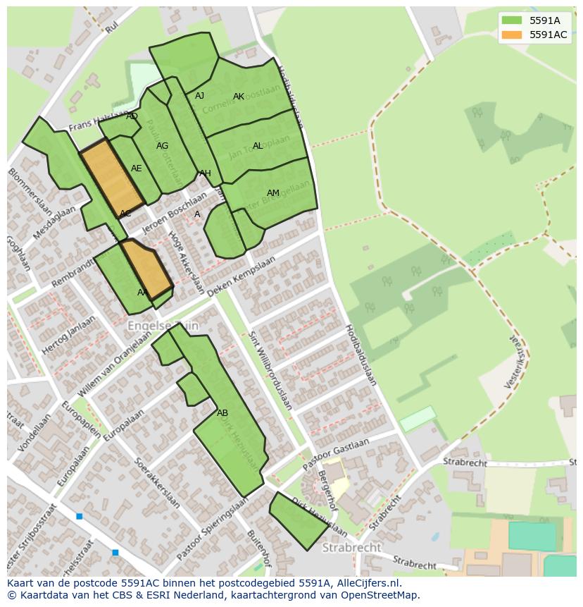 Afbeelding van het postcodegebied 5591 AC op de kaart.