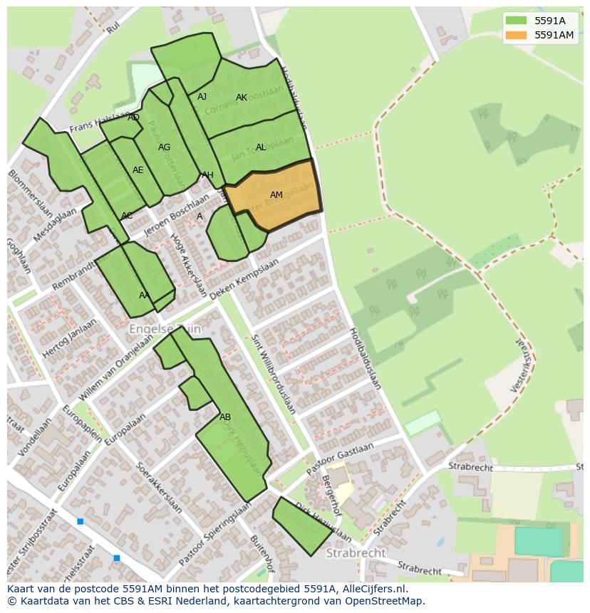 Afbeelding van het postcodegebied 5591 AM op de kaart.