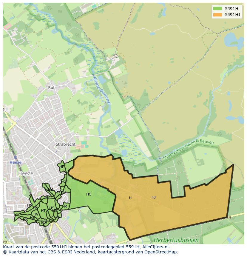 Afbeelding van het postcodegebied 5591 HJ op de kaart.