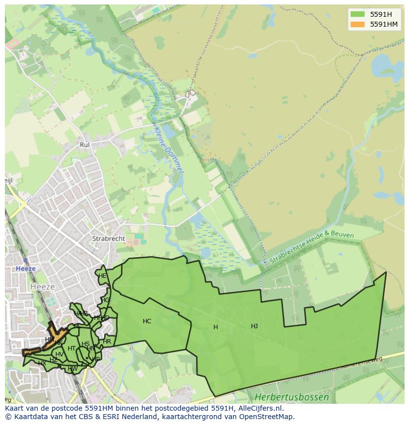Afbeelding van het postcodegebied 5591 HM op de kaart.