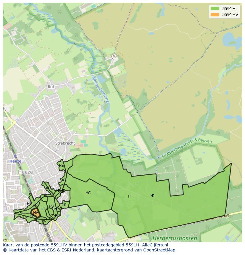 Afbeelding van het postcodegebied 5591 HV op de kaart.