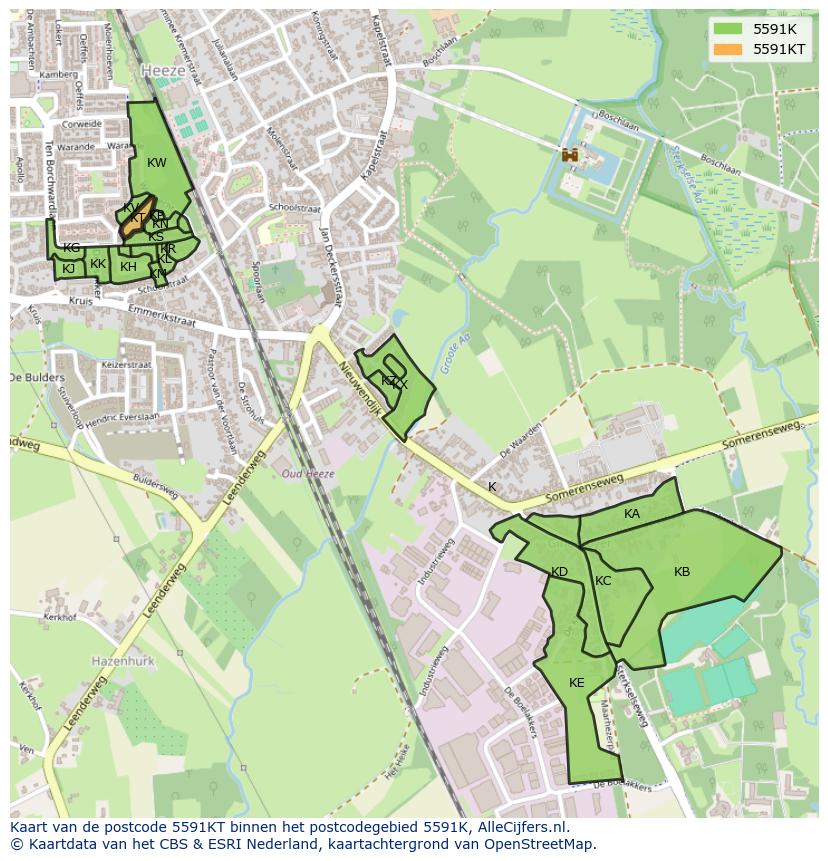 Afbeelding van het postcodegebied 5591 KT op de kaart.