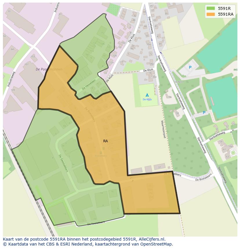 Afbeelding van het postcodegebied 5591 RA op de kaart.