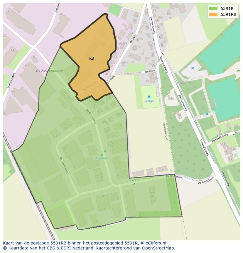 Afbeelding van het postcodegebied 5591 RB op de kaart.