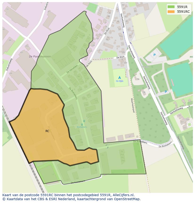 Afbeelding van het postcodegebied 5591 RC op de kaart.