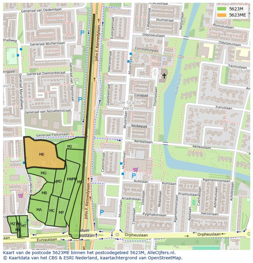 Afbeelding van het postcodegebied 5623 ME op de kaart.