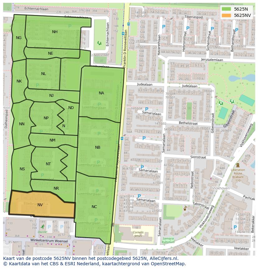 Afbeelding van het postcodegebied 5625 NV op de kaart.