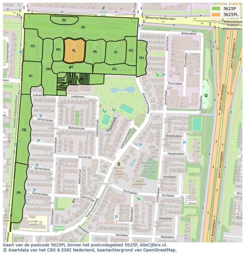 Afbeelding van het postcodegebied 5625 PL op de kaart.