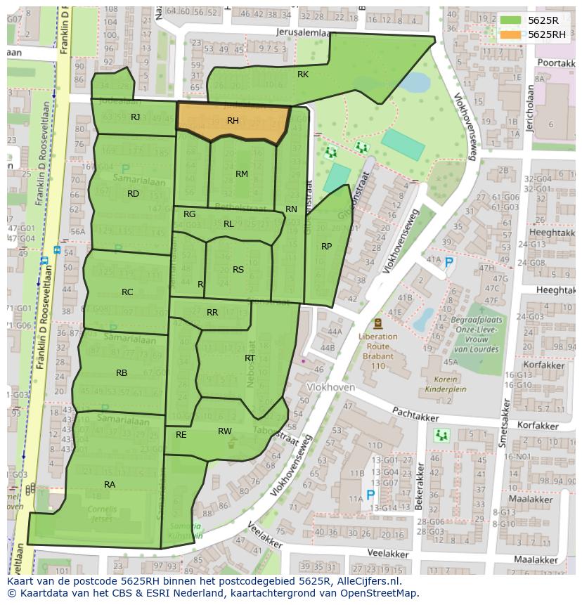 Afbeelding van het postcodegebied 5625 RH op de kaart.