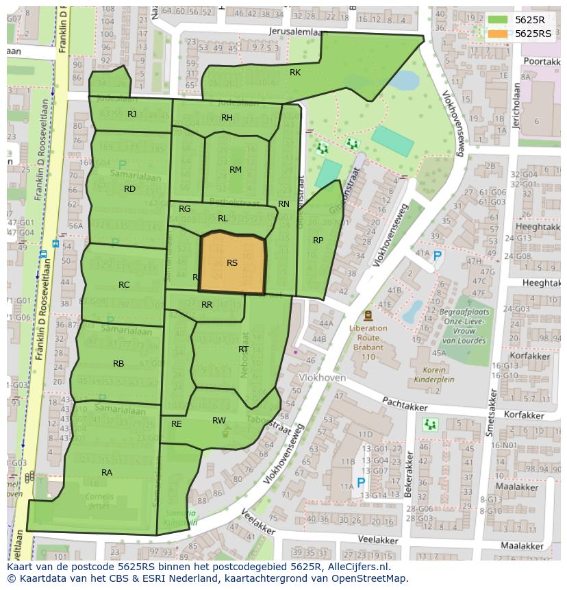 Afbeelding van het postcodegebied 5625 RS op de kaart.