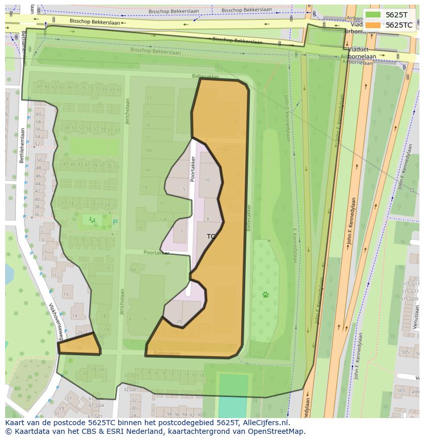 Afbeelding van het postcodegebied 5625 TC op de kaart.