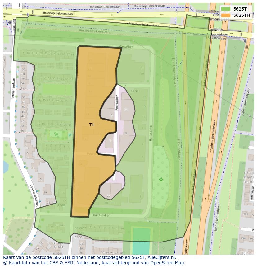 Afbeelding van het postcodegebied 5625 TH op de kaart.