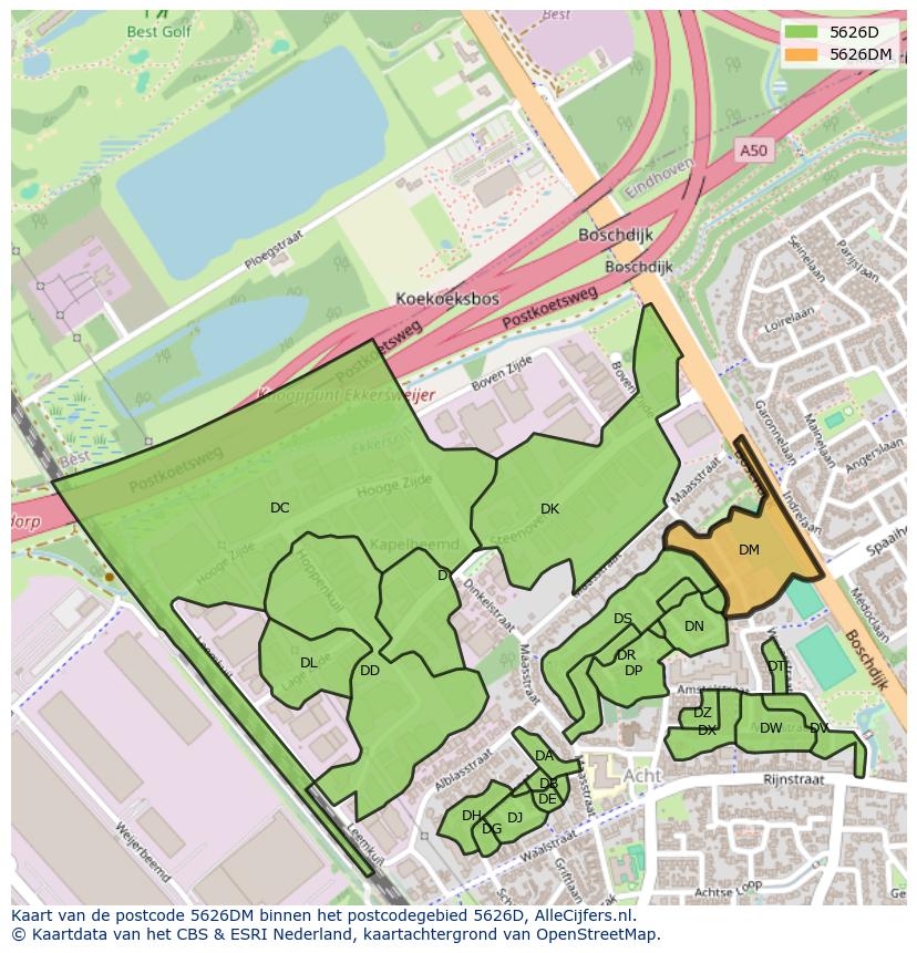 Afbeelding van het postcodegebied 5626 DM op de kaart.