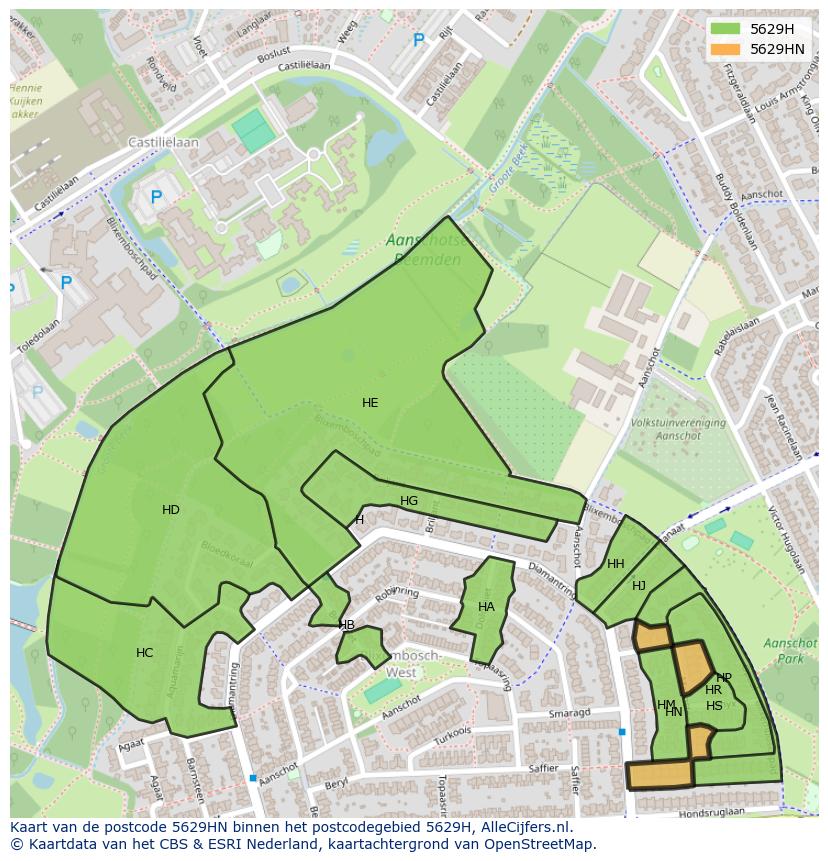 Afbeelding van het postcodegebied 5629 HN op de kaart.