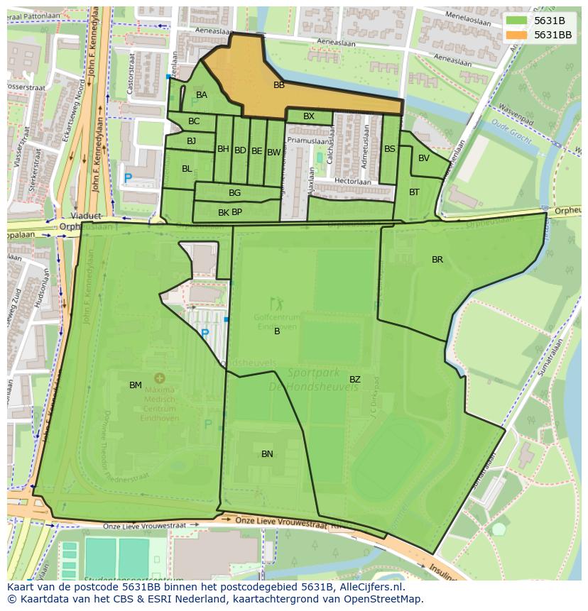 Afbeelding van het postcodegebied 5631 BB op de kaart.