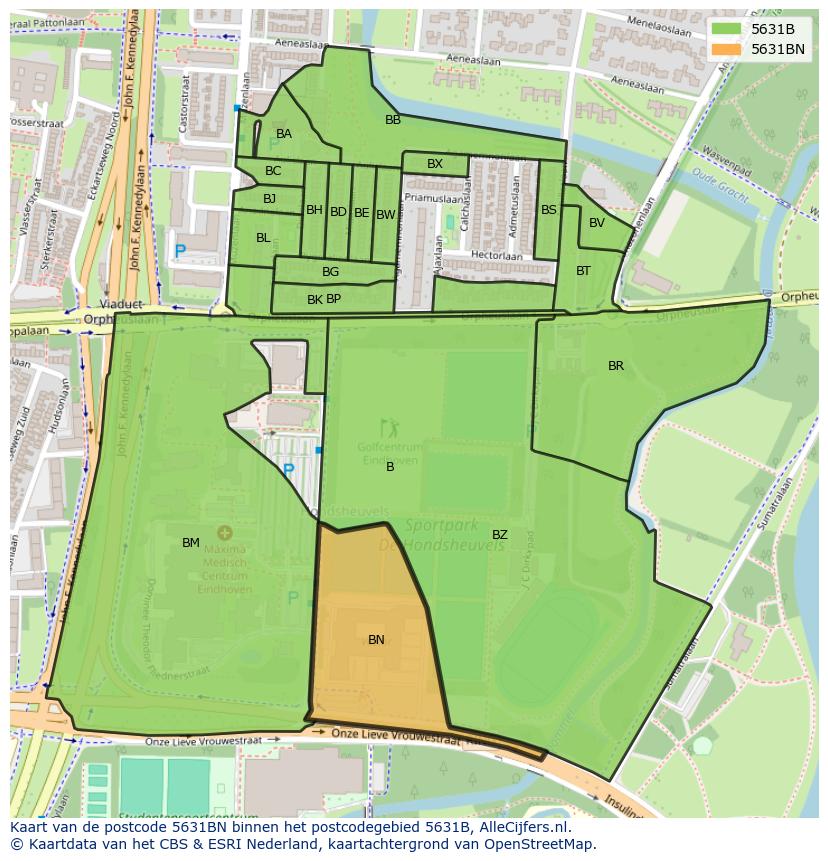Afbeelding van het postcodegebied 5631 BN op de kaart.