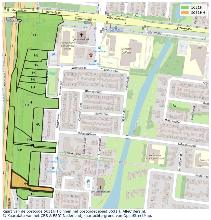 Afbeelding van het postcodegebied 5631 HH op de kaart.