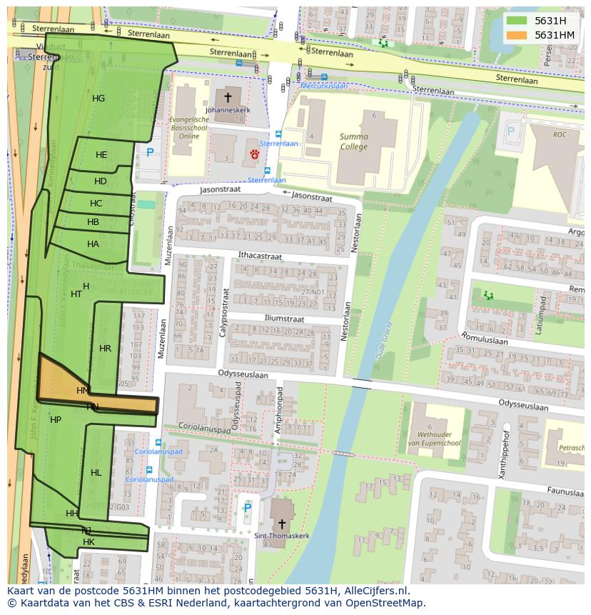 Afbeelding van het postcodegebied 5631 HM op de kaart.