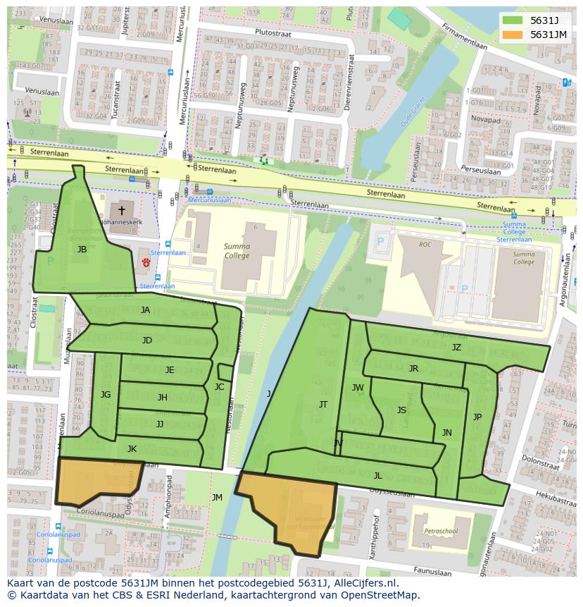 Afbeelding van het postcodegebied 5631 JM op de kaart.