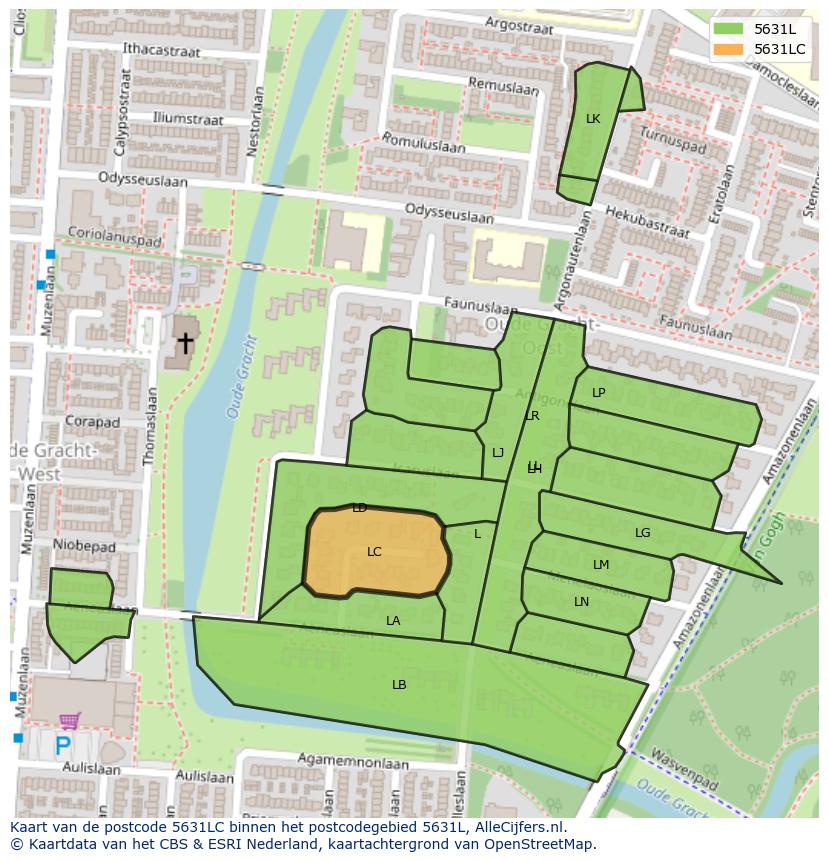 Afbeelding van het postcodegebied 5631 LC op de kaart.