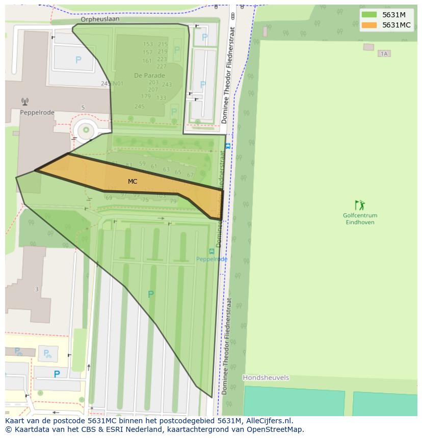 Afbeelding van het postcodegebied 5631 MC op de kaart.