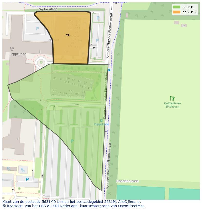Afbeelding van het postcodegebied 5631 MD op de kaart.