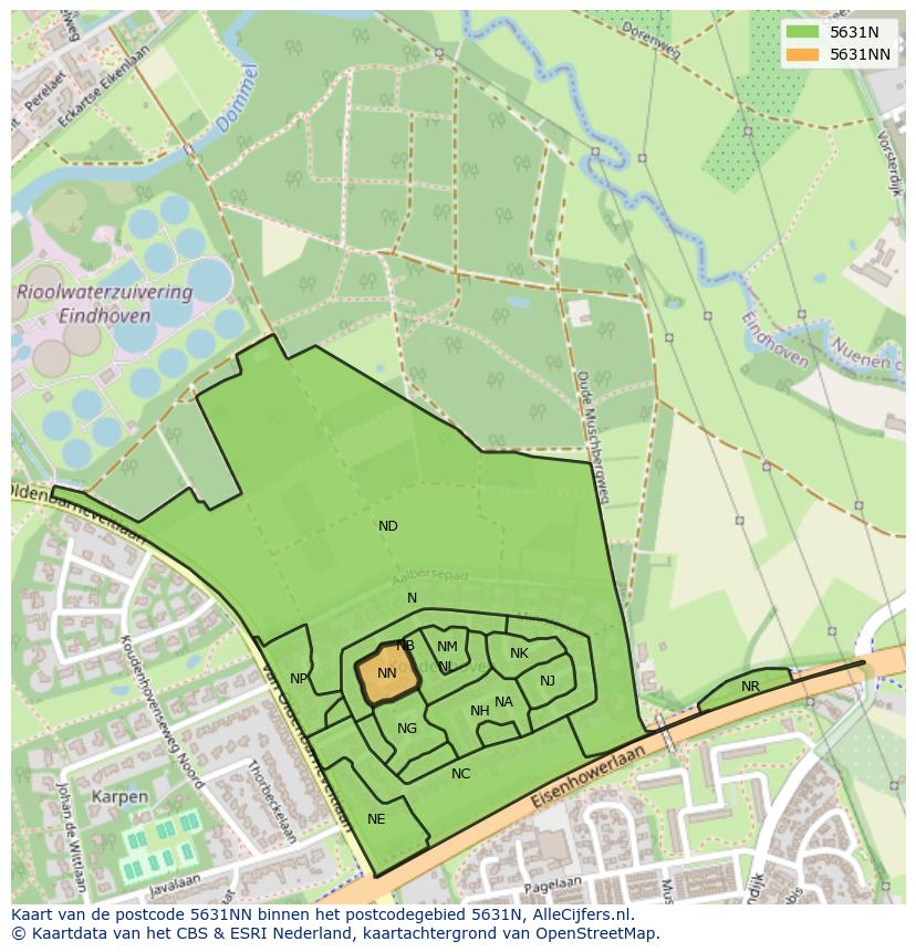 Afbeelding van het postcodegebied 5631 NN op de kaart.