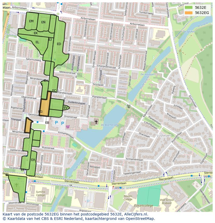 Afbeelding van het postcodegebied 5632 EG op de kaart.