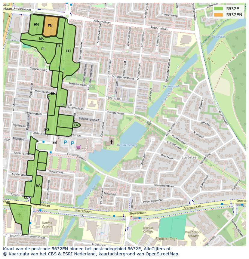 Afbeelding van het postcodegebied 5632 EN op de kaart.