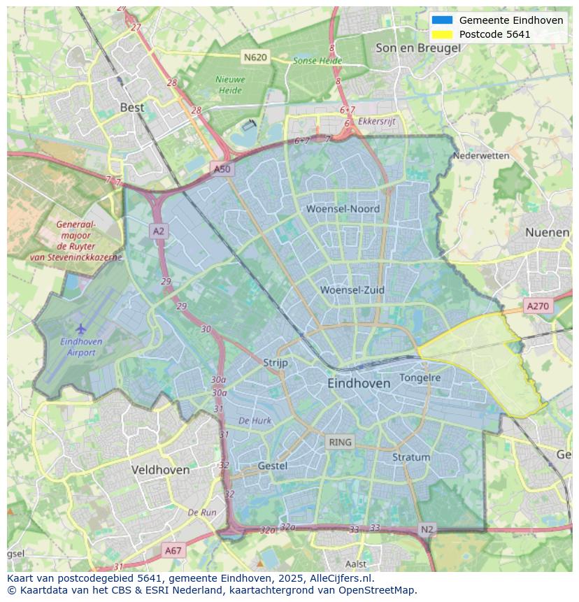 Afbeelding van het postcodegebied 5641 op de kaart.