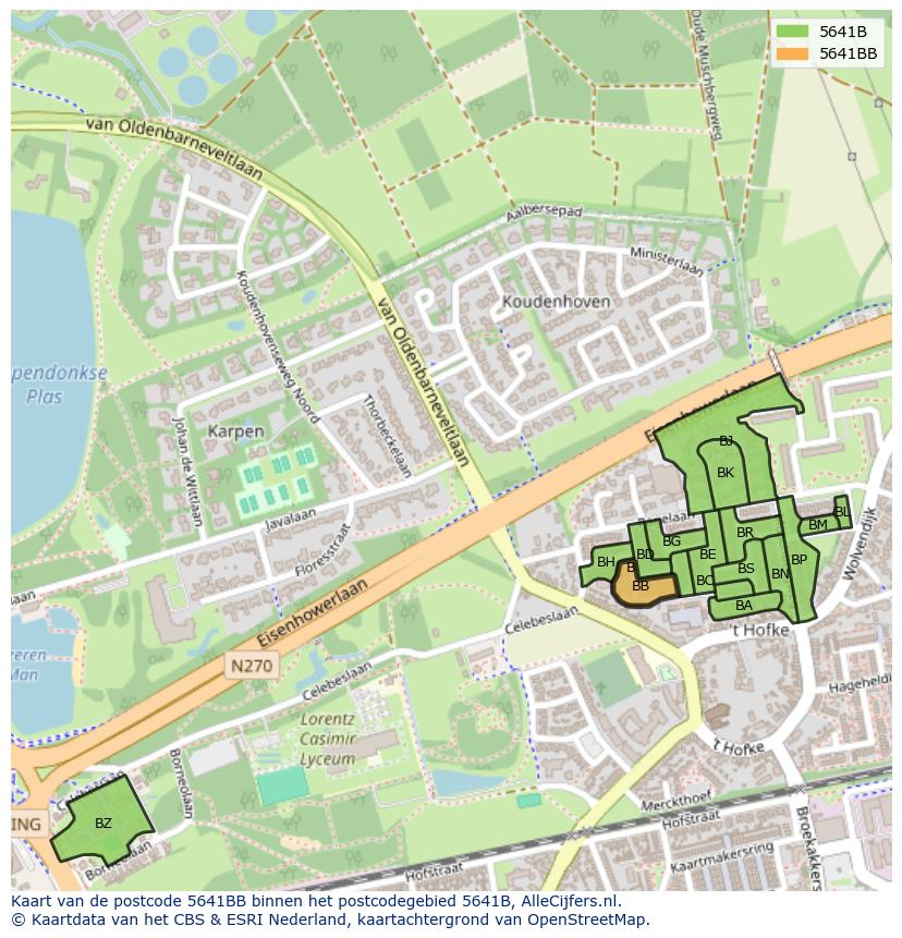 Afbeelding van het postcodegebied 5641 BB op de kaart.