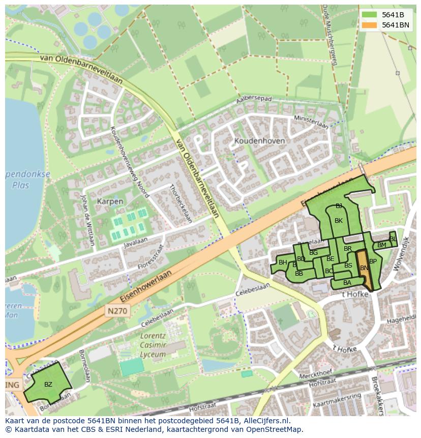 Afbeelding van het postcodegebied 5641 BN op de kaart.