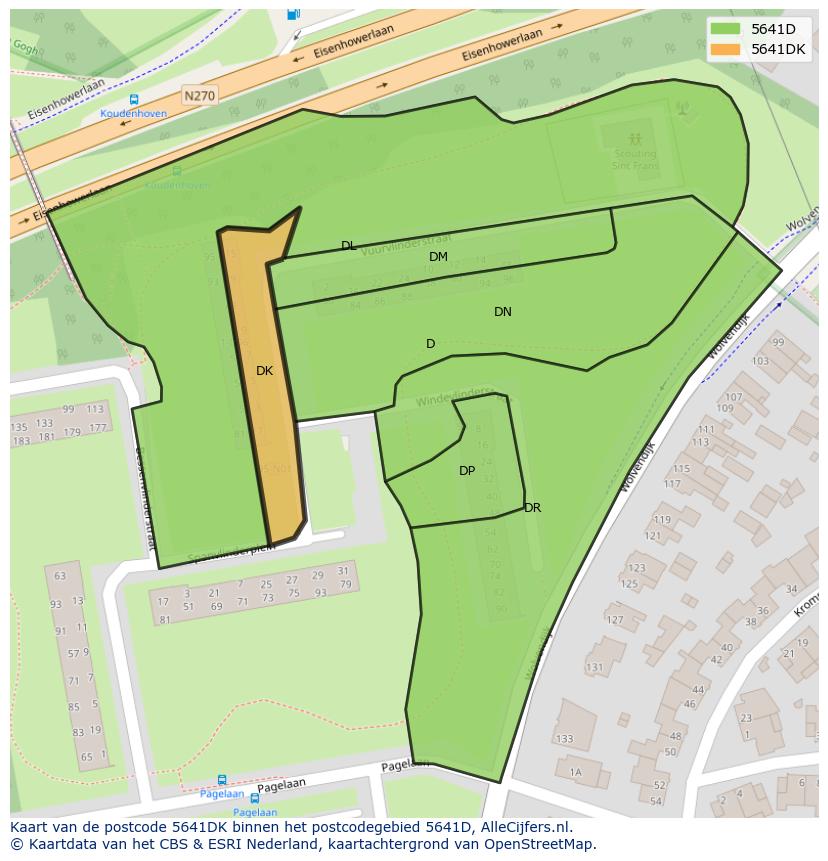 Afbeelding van het postcodegebied 5641 DK op de kaart.