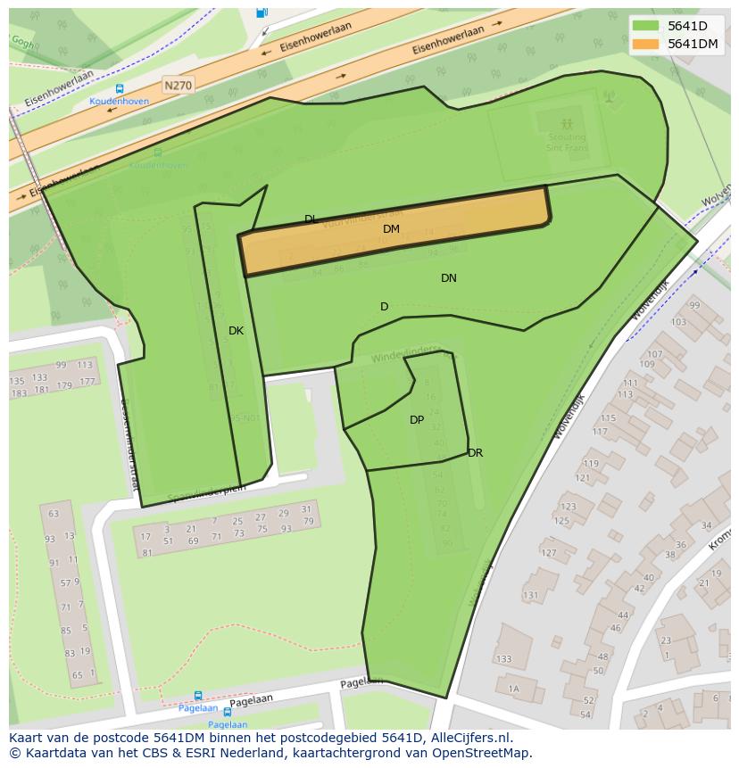 Afbeelding van het postcodegebied 5641 DM op de kaart.