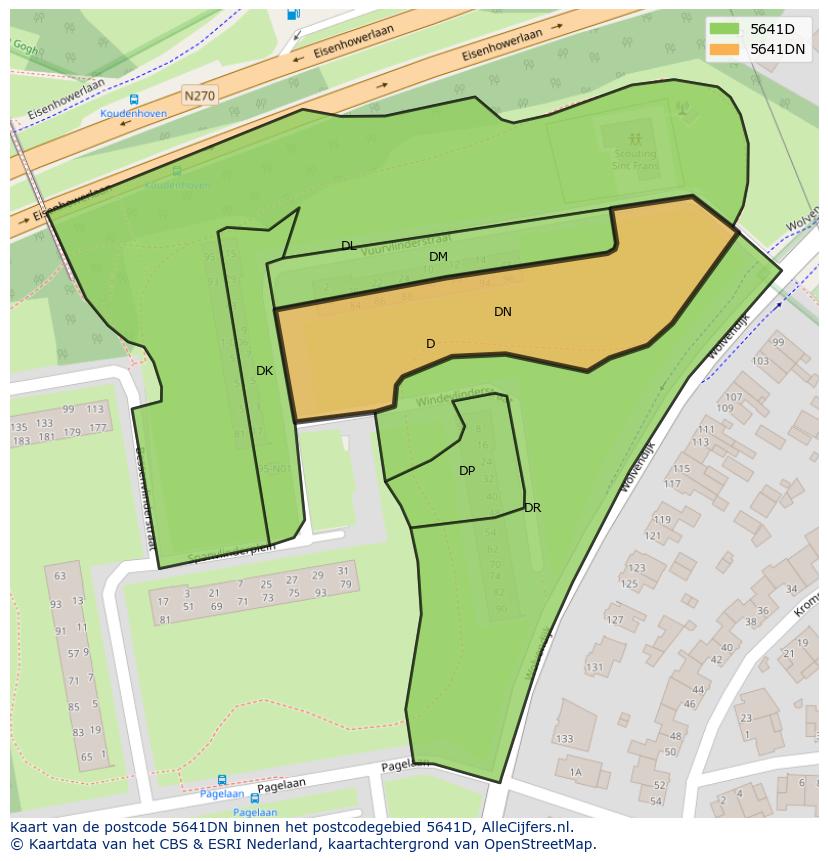 Afbeelding van het postcodegebied 5641 DN op de kaart.