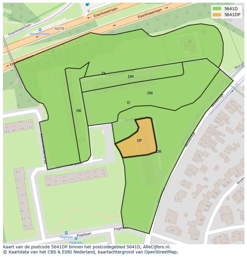 Afbeelding van het postcodegebied 5641 DP op de kaart.