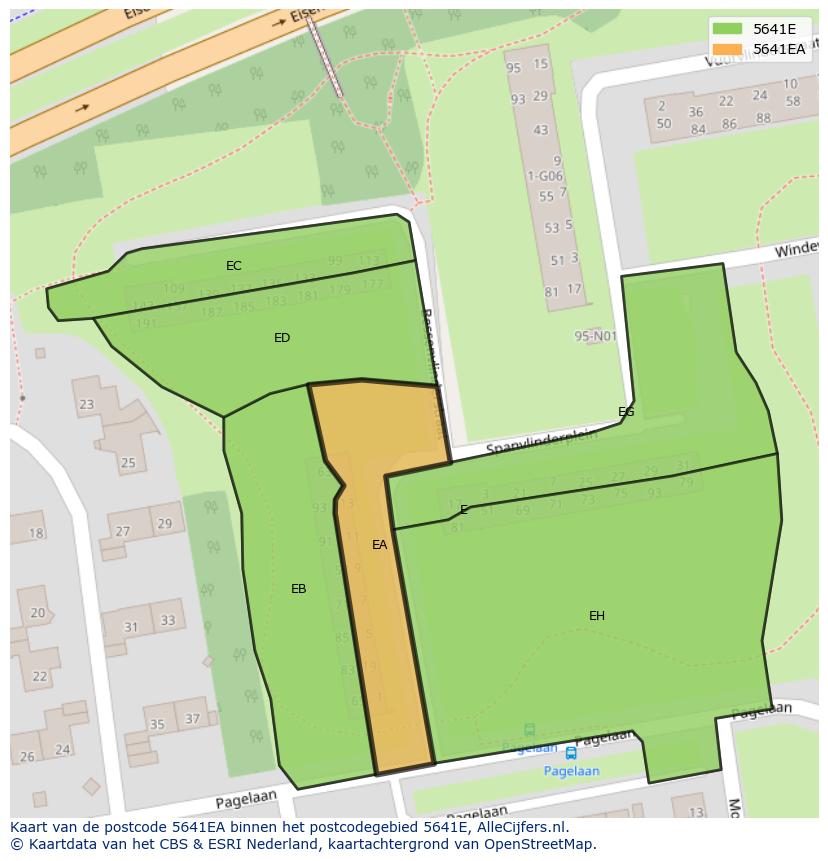 Afbeelding van het postcodegebied 5641 EA op de kaart.