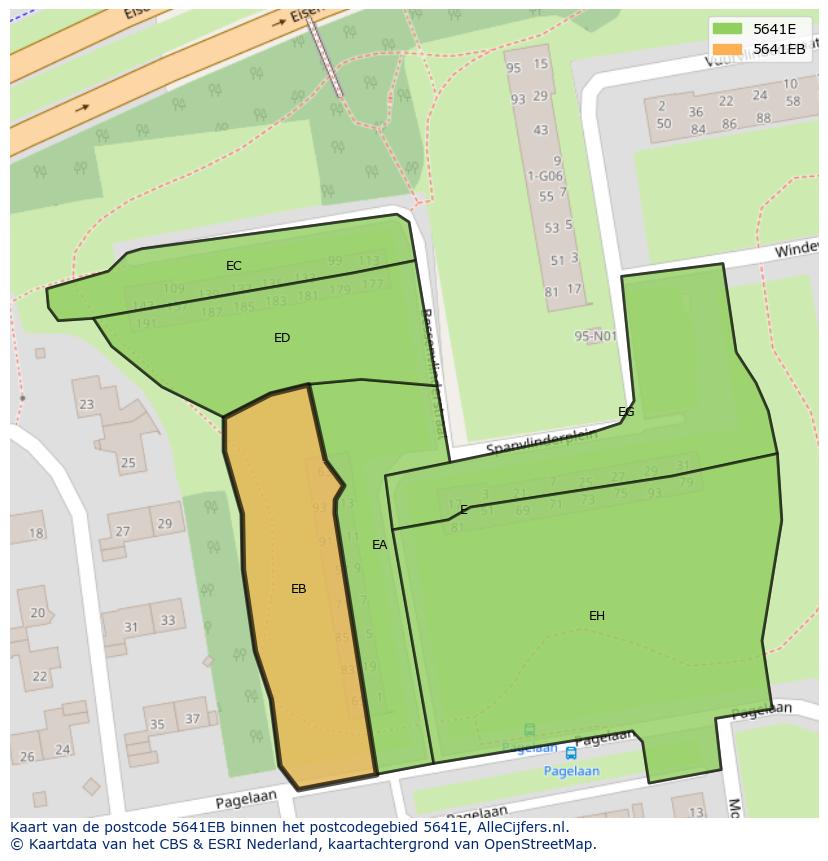 Afbeelding van het postcodegebied 5641 EB op de kaart.
