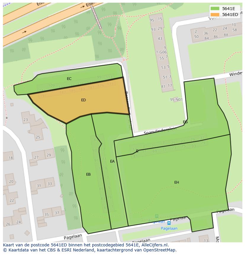 Afbeelding van het postcodegebied 5641 ED op de kaart.