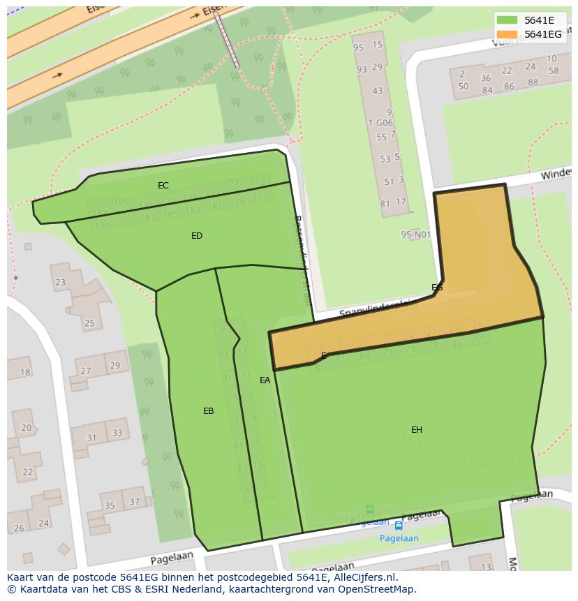Afbeelding van het postcodegebied 5641 EG op de kaart.