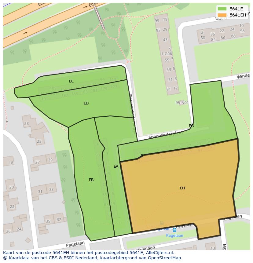 Afbeelding van het postcodegebied 5641 EH op de kaart.