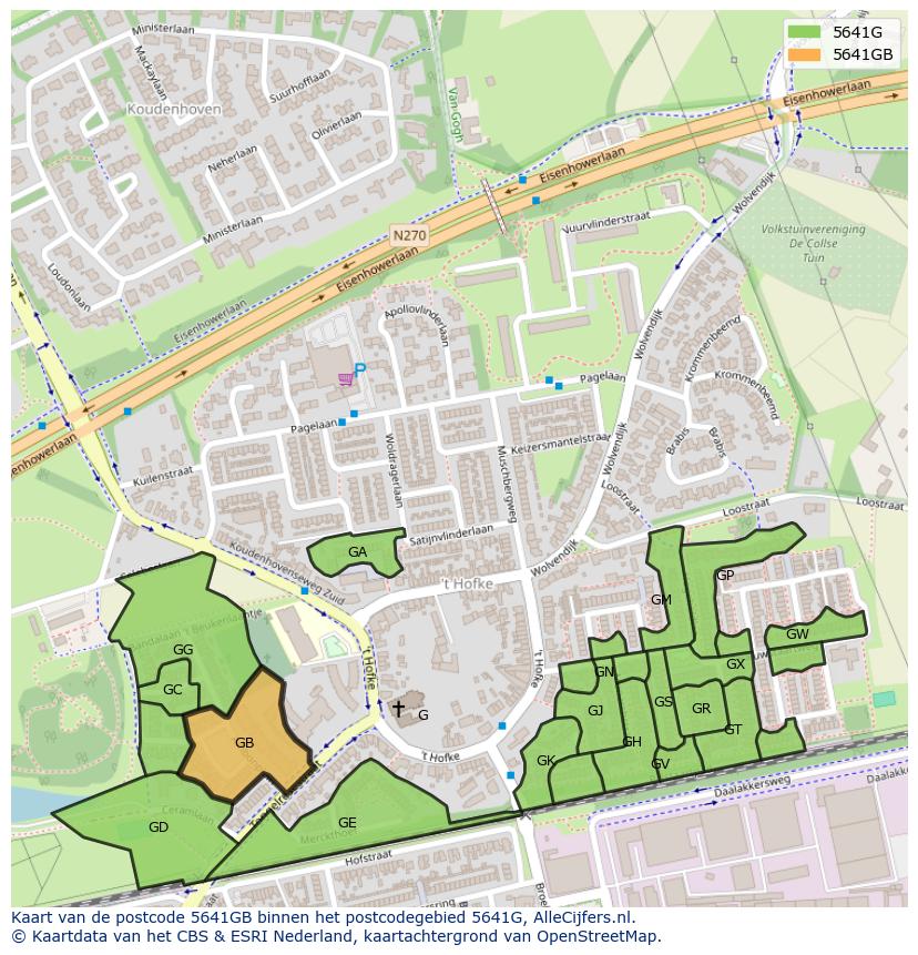 Afbeelding van het postcodegebied 5641 GB op de kaart.