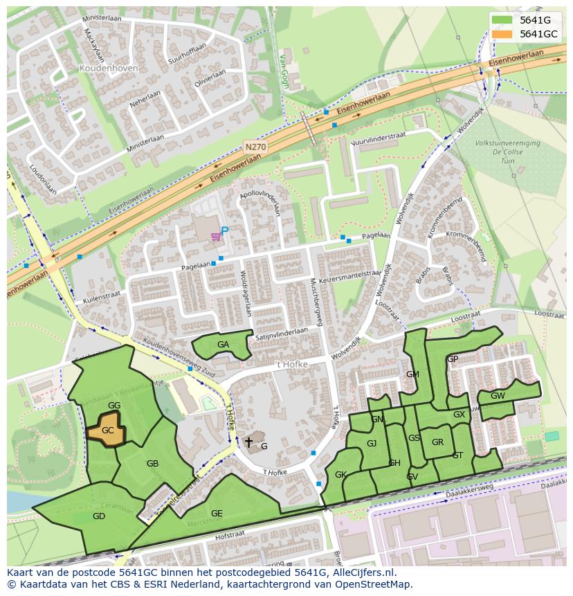 Afbeelding van het postcodegebied 5641 GC op de kaart.
