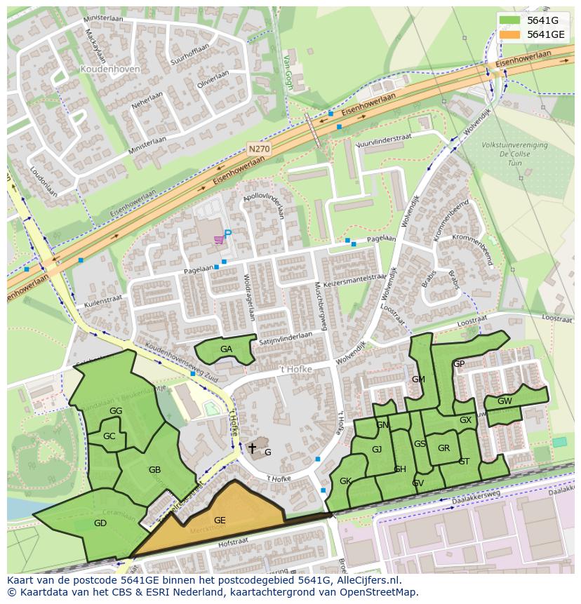 Afbeelding van het postcodegebied 5641 GE op de kaart.