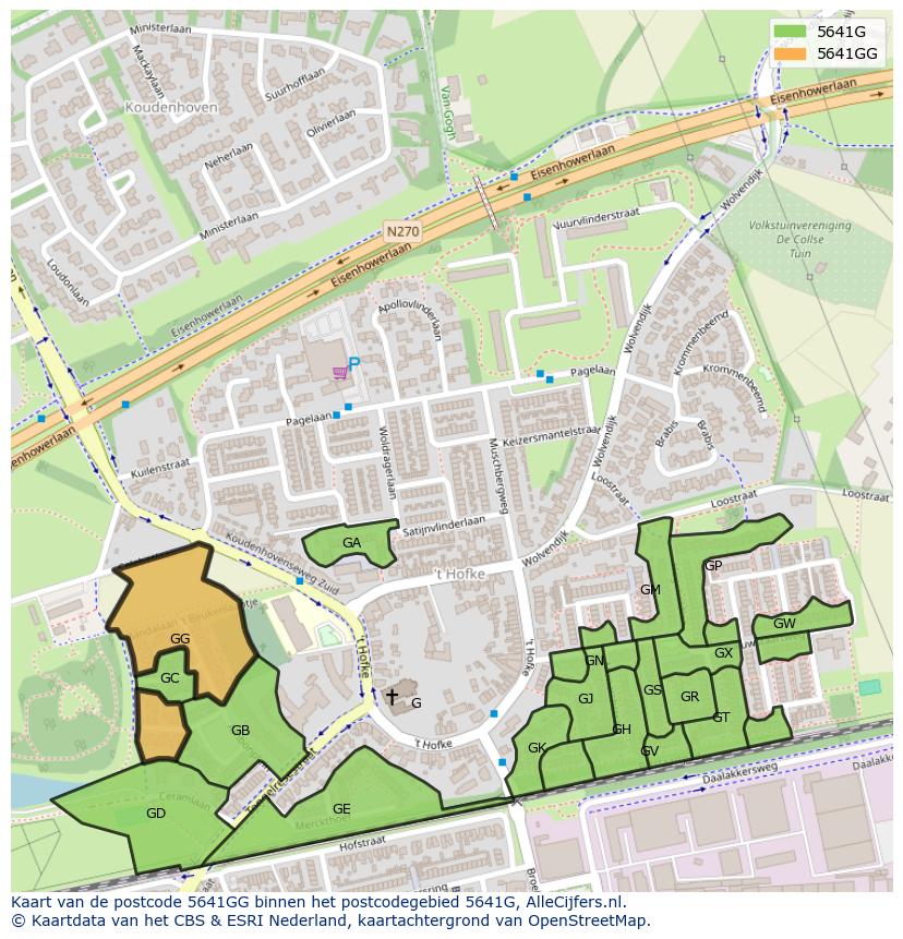 Afbeelding van het postcodegebied 5641 GG op de kaart.