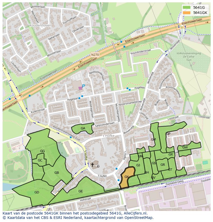 Afbeelding van het postcodegebied 5641 GK op de kaart.